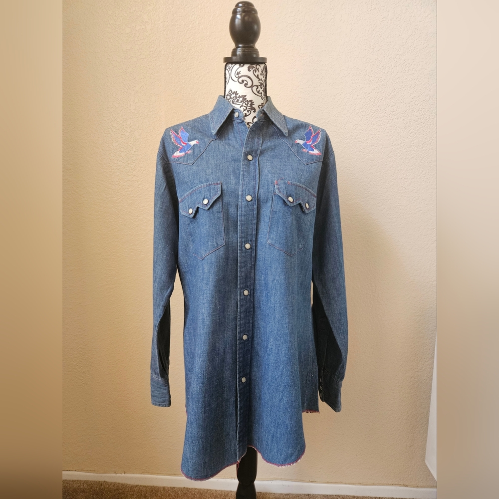 Vintage Western Pardners Pearl Snap Eagle Indian Cowboy Shirt Unisex